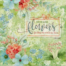 TWO Individual Paper LUNCH Decoupage Napkins FLOWERS