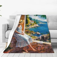 80"*60" Breathable Bliss: Light and Breathable Flannel Sofa Blanket