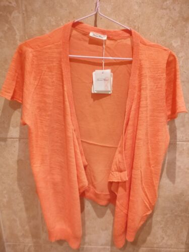 American Vintage Orange Silk Cotton Cardigan Size M - Picture 2 of 6