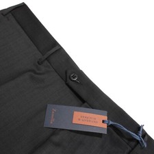 Zanella NWT Stretch Dress Pants Size 40 US Curtis In Black Melange 100 Wool