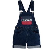 Levi's Big Girls Cotton Denim Shortalls Dark Blue Size 16