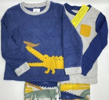 Boys Size 5 Carter's 3-Piece Pajamas Set Long Sleeve Alligator Blue Soft Fleece