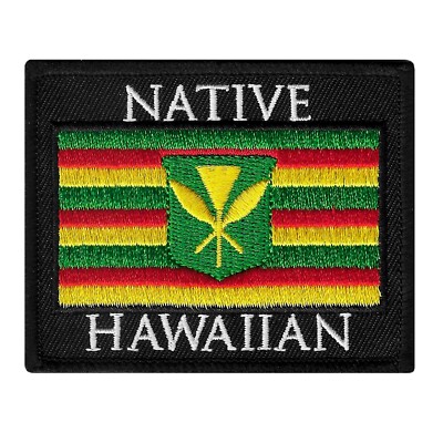 NATIVE HAWAIIAN PATCH iron-on KING KAMEHAMEHA FLAG Kanaka Maoli STATE HAWAII new