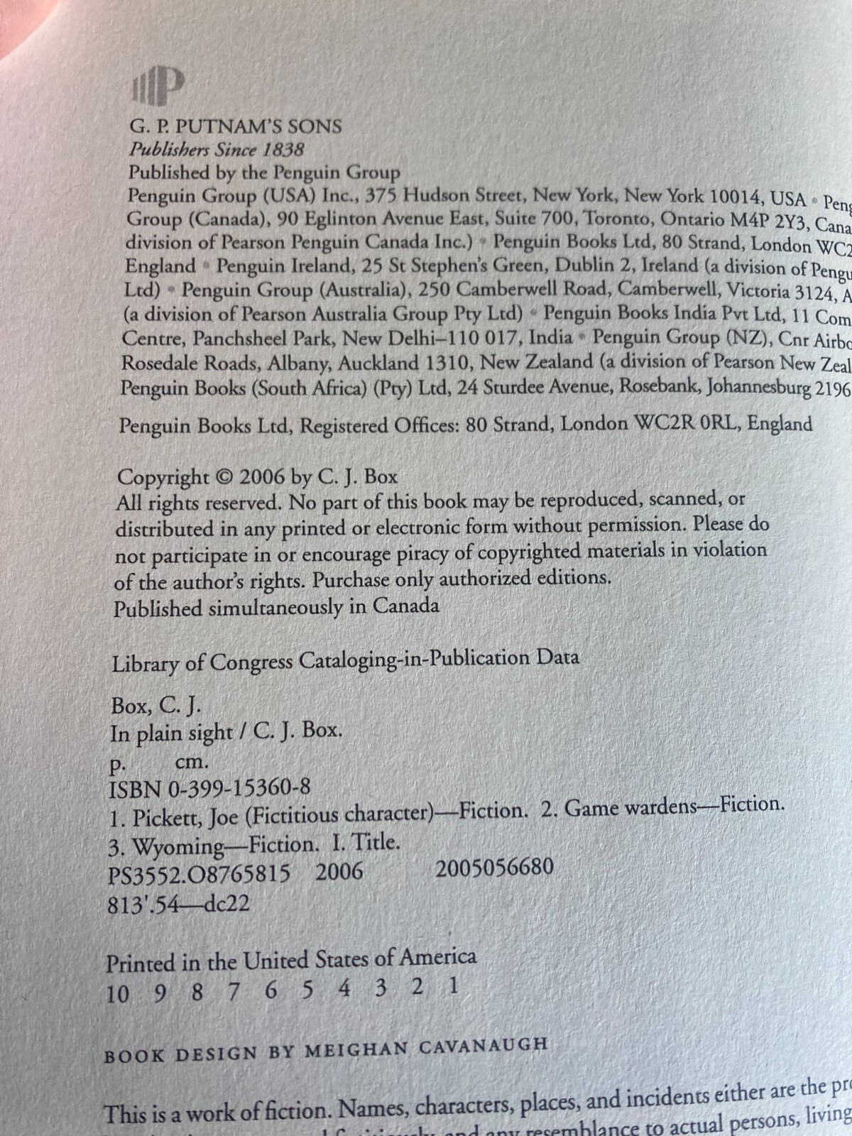 C. J. Box In Plain Sight Joe Pickett Series Hard Cover DJ Like New 1st