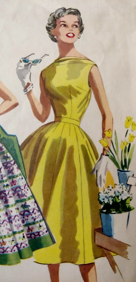 McCalls #3489, 2-Piece Dress Bodice & Skirt Printed 1955 Sz. 16 Bust 34 Waist 28 - Image 3 of 4