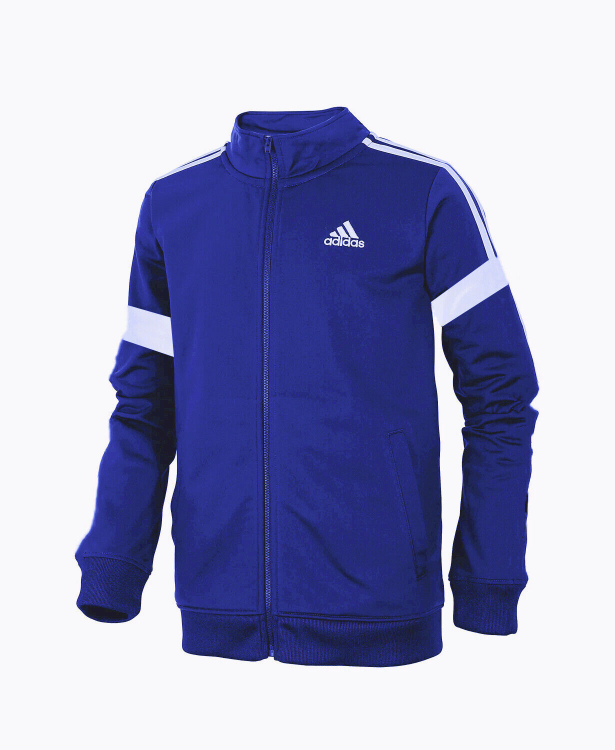 adidas Dark Royal Blue 3 Stripe Track Jacket Full Zip Size 8 Small 