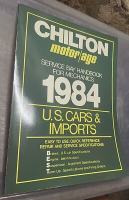 Chilton Motor/age Auto Service Bay Handbook For Mechanics 1984 U.S. Cars,Imports