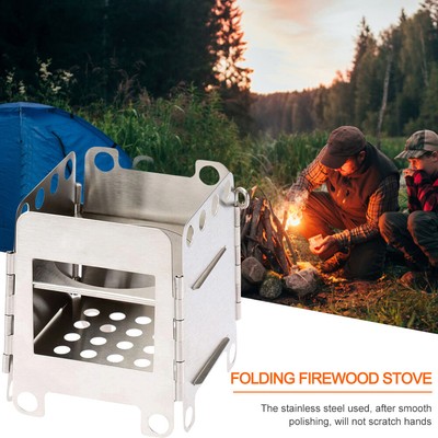 Outdoor Camping Firewood Stove Portable Folding Picnic Grill BBQ Cooking  Stoves | eBay