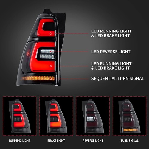 Pair LED Rear Tail Light Brake Signal-Sequential For Toyota 4Runner 2003-2009 - Picture 2 of 9