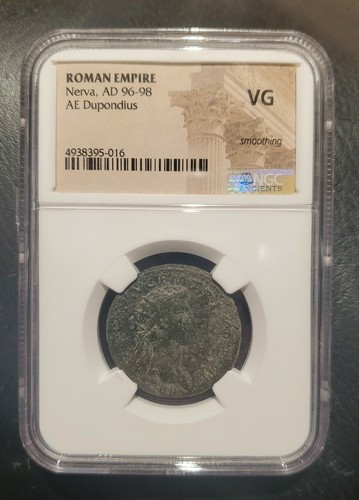ROMAN EMPIRE NGC AUTHENTICATED VG NERVA 96-98 ce DUPONDIUS Æ .nice coin - Picture 3 of 6