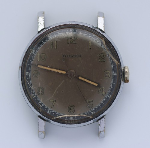 Vintage Buren WWII Military Watch Swiss 30mm Parts Repair Not Working