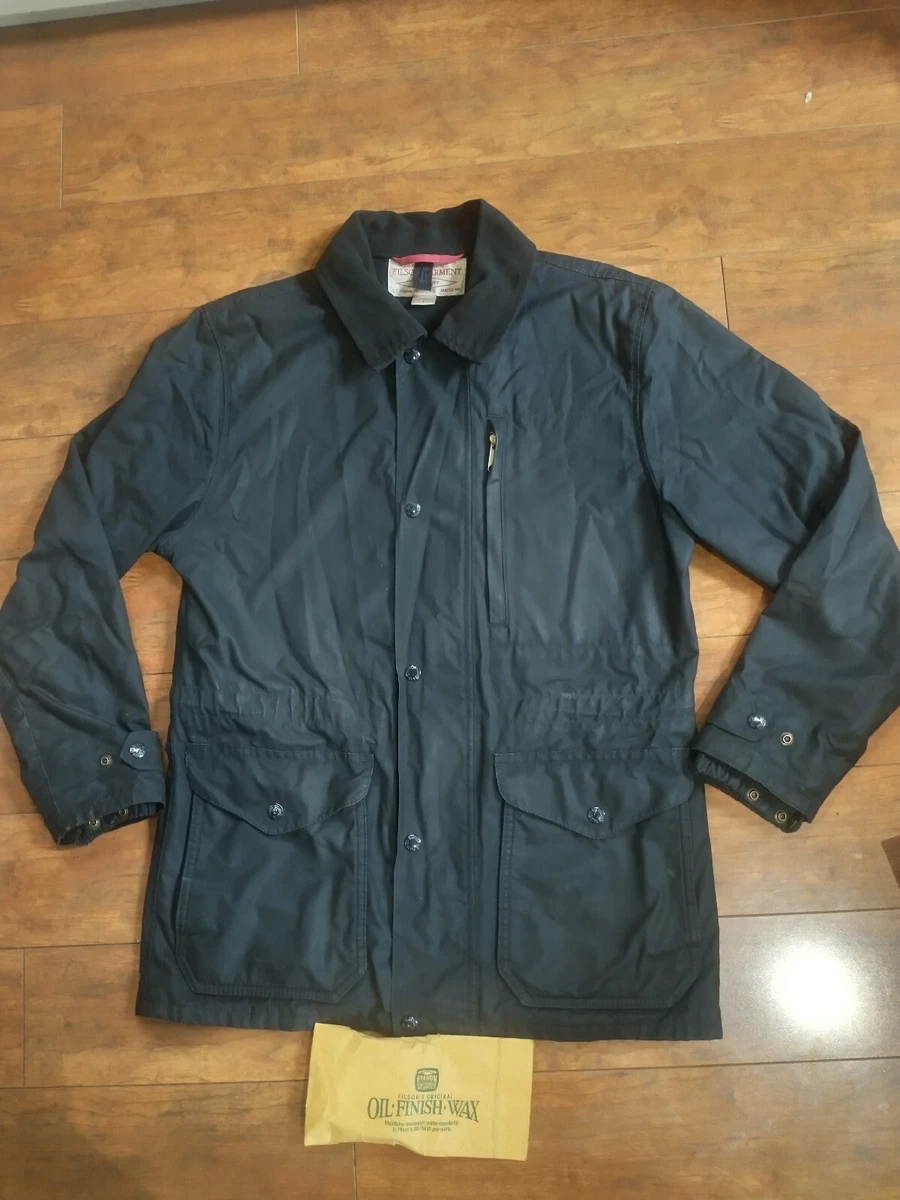 Filson Mile Marker Waxed Canvas Jacket Black Size Small Excellent Condition