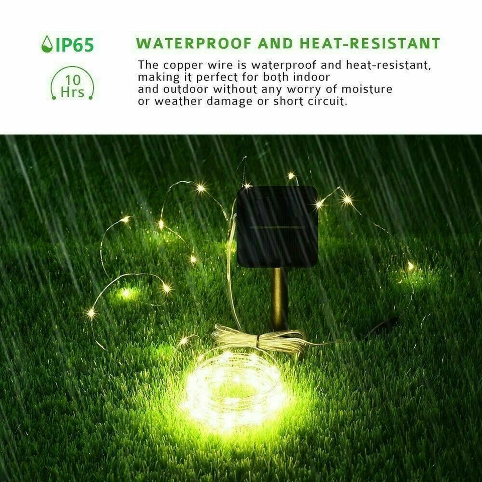 Solar Twinkle Powered100LED Fairy String Night Lights Outdoor Garden Patio Decor - Image 3 of 4