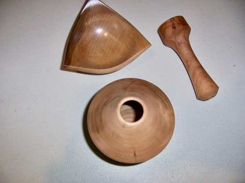 NEW Wood Hand Turned Bowls, Vase, Cup, Mortar/Pestle Cherry Maple Laurel Madrone - Picture 13 of 18