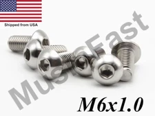 M6x1.0 Button Head Socket Cap Screw 8mm-40mm Stainless Steel ISO: 7380 A2 18-8