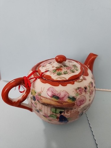 Set da tè vintage giapponese Kutani dipinta a mano pentola, zucchero e crema - Foto 12 di 12