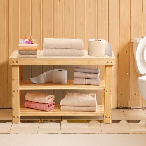 3 Tier Bamboo Shoe Rack Bench Storag Organizer Entryway Hallway Bench Seat Shelf - Picture 11 of 33