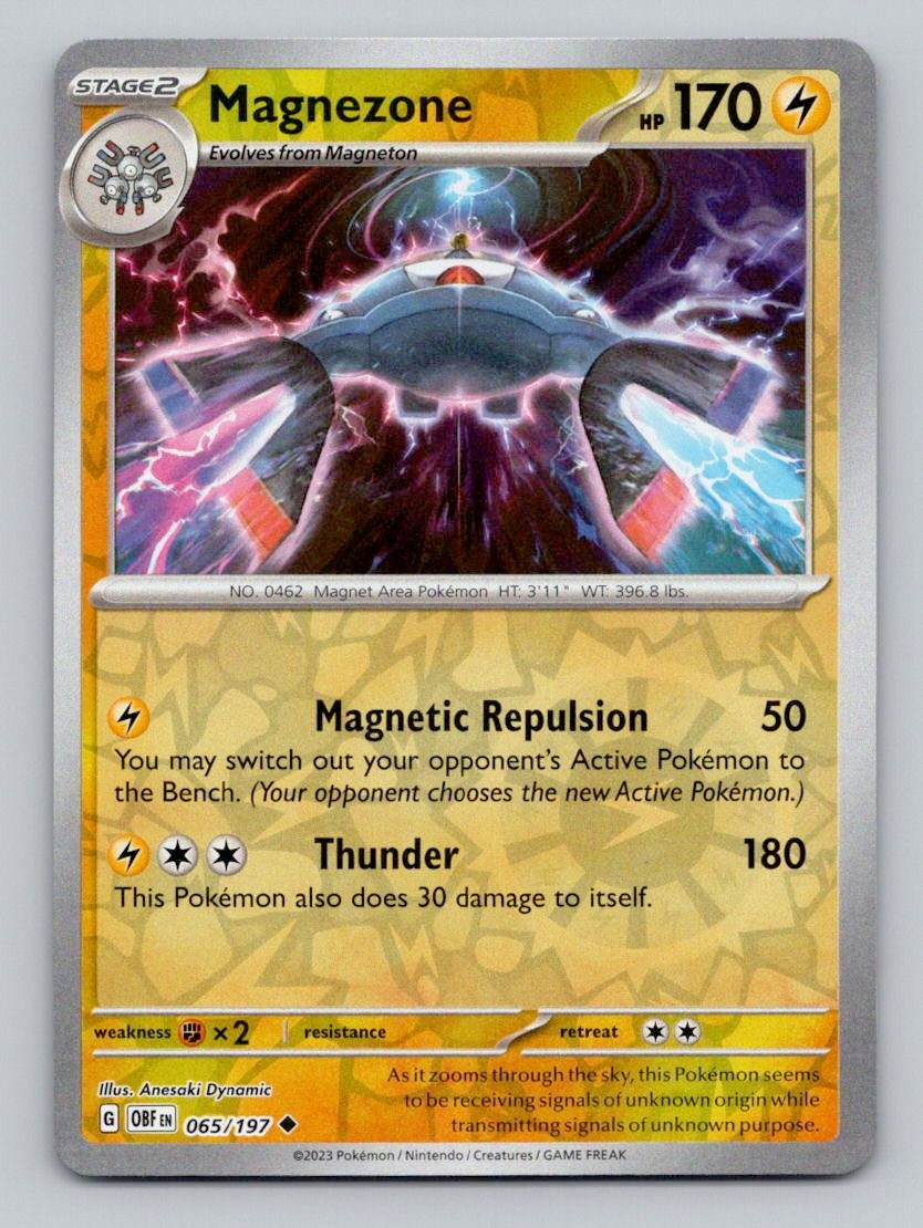 Magnezone 065/197 Uncommon Obsidian Flames Pokemon Reverse Holo Near Mint