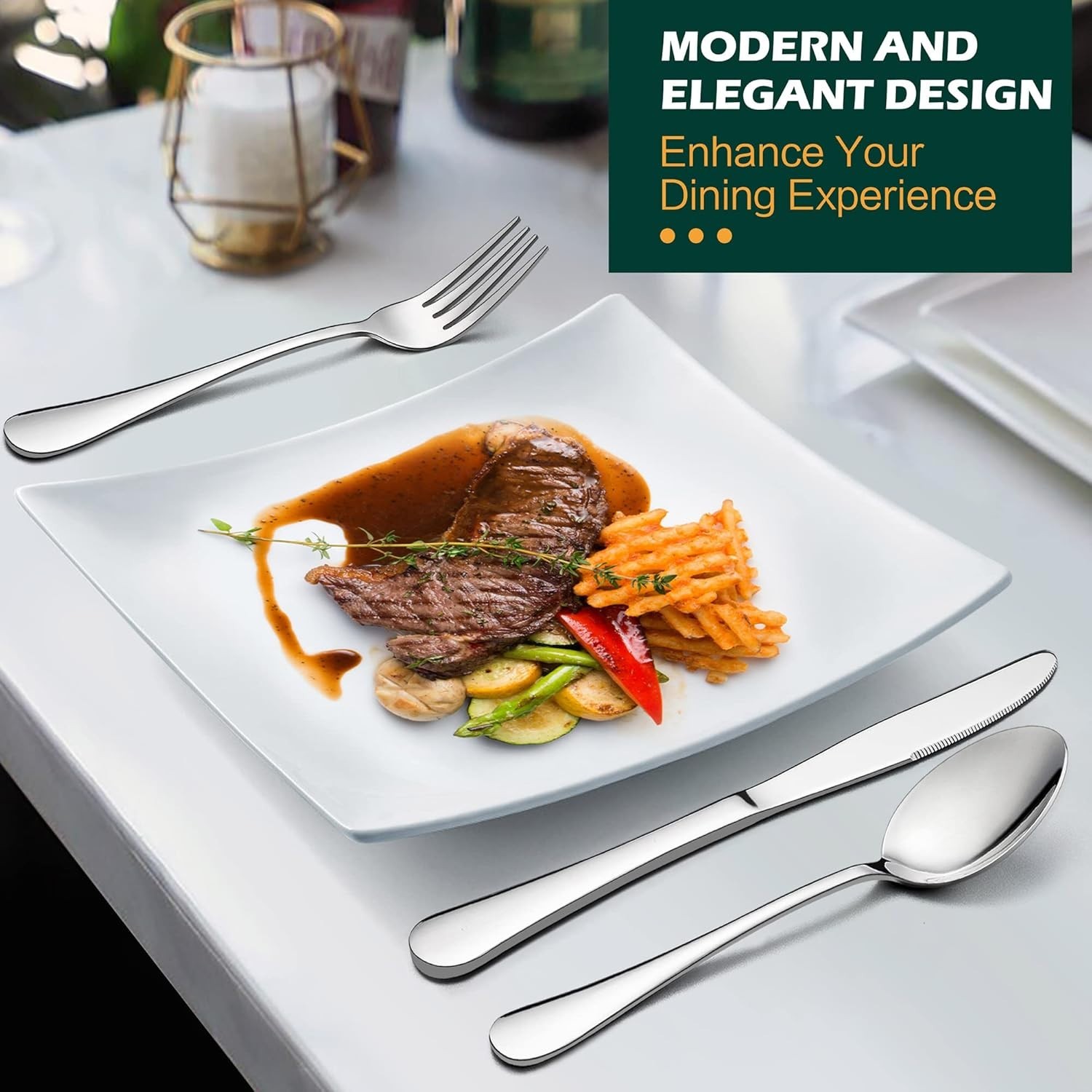 20-Piece Stainless Steel Flatware Set with Mirror Finish - Dishwasher Safe