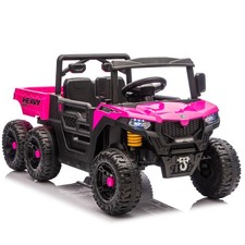 24V Kids ELectric Car Dump Truck Ride on Toys w/Remote,LED,400W Motor, Pink