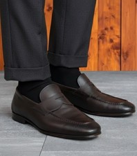 750$ SANTONI Slip On Sneakers Leather Derby loafers Low Top Ab Sz 41.5 / 7.5