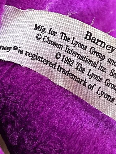Vinatge barney Purple Dinosaur 8 Inch Plush Stuffed Animal Toy Lyons PBS KIDS - Picture 10 of 12