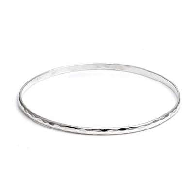 Silberner Sterling Silber Armreif zum Stapeln gehämmert rund minimalistisch dünn