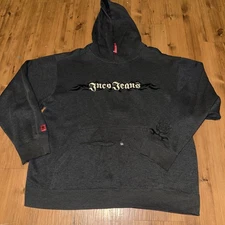 Vintage 90’s Y2K JNCO Jeans Hoodie Sweatshirt Thrashed Embroidered Men Size XL