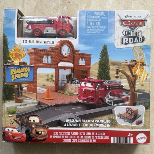 Pixar Cars Reds Fire Station Playset On The Road With Red The Fire Truck WEARBOX