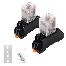 2 Pcs Electromagnetic Power Relays, Red Indicator Light, 8-Pin 8-Pin 110 VAC