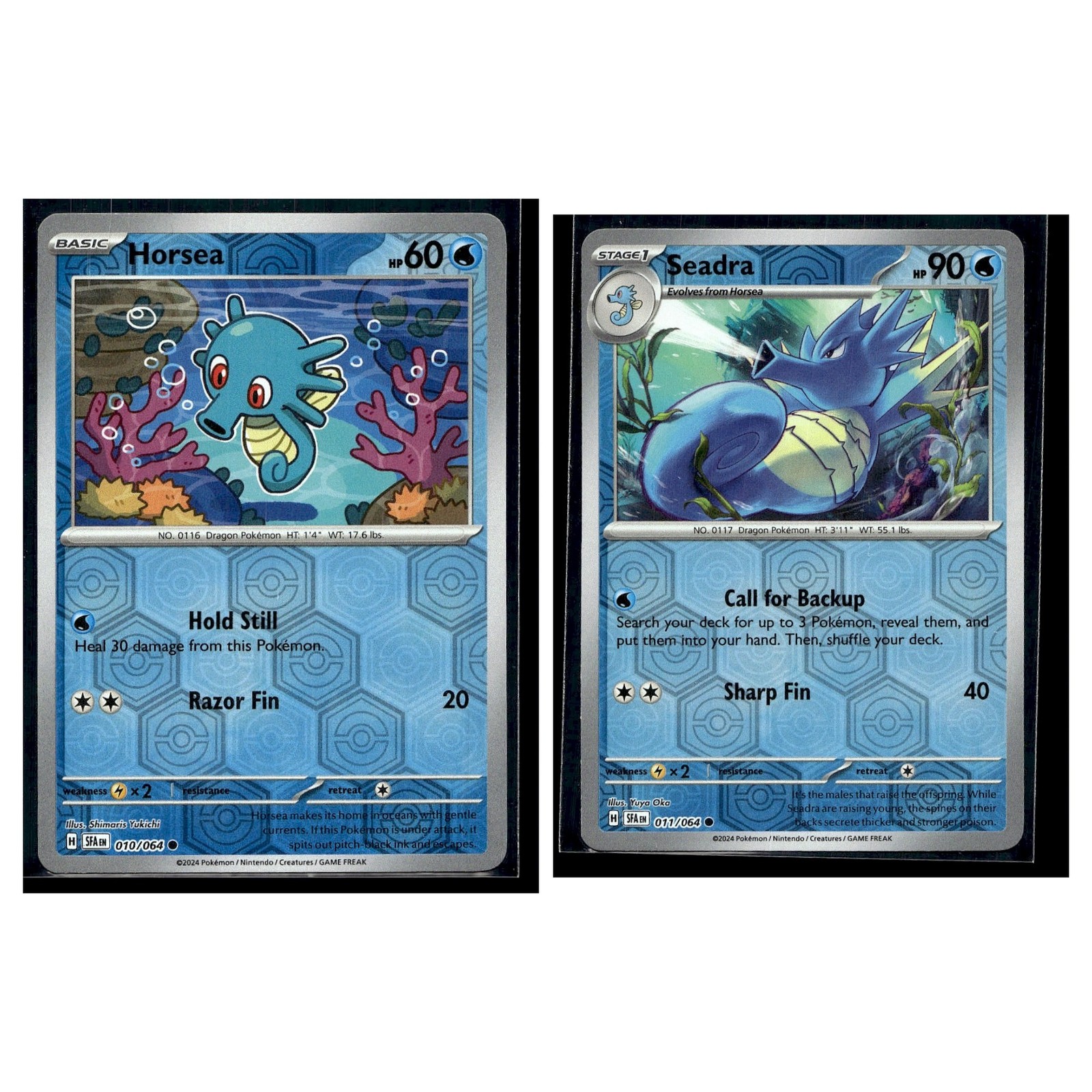 2 Card Pokemon TCG Evolution Line - Horsea 010/064 & Seadra 011/064 Reverse LP