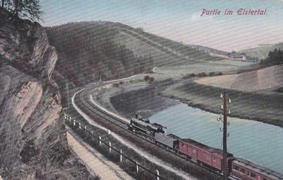 Litho AK Deutsches-Reich Partie Elstertal Eisenbahn Lokomotive Bahnstrecke Plaue - Bild 1 von 2