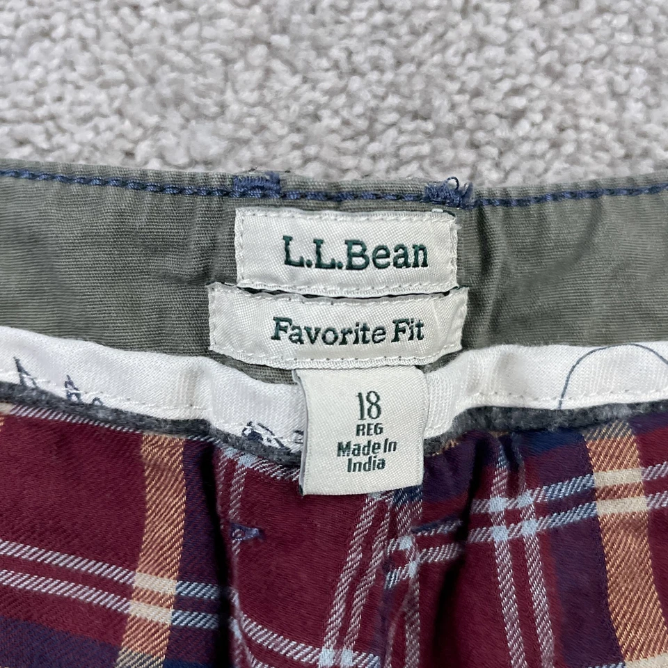 Pantalones LL Bean para mujer 18 verde cargo ajuste favorito franela forrados utilitarios al aire libre Foto 4 de 4