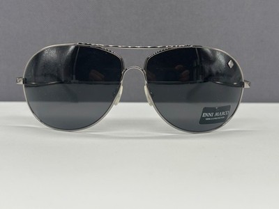 Enni Marco Oval Pilot Sunglasses Men Woman Silver Gun Gray NP:299 