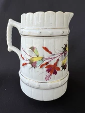 VTG 5.25” FUCHSIA PITCHER VASE CREAMER HAIRLINE CRACKS & BROWN SPOTS ON 1 SIDE