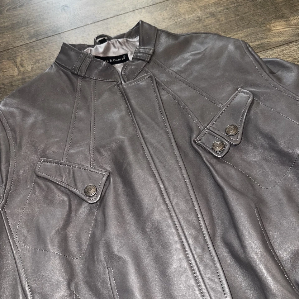 De Colección Knoles & Carter Mujer’s Aviador Bombardero Italiano Piel de Cordero Cuero Chaqueta Cremallera Foto 2 de 4