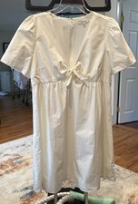 Madewell off white ivory tie front dress cotton poplin Size 8 L/G