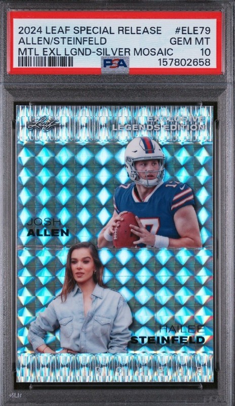 PSA 10 /25 Josh Allen / Hailee Steinfeld 2024 Legends Dual Silver Mosaic Bills