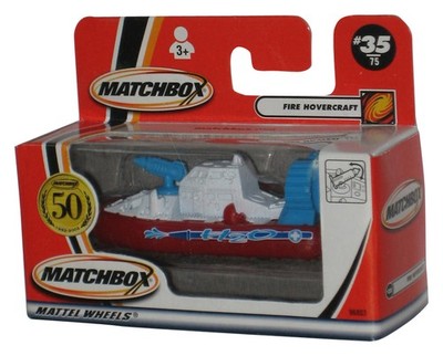 Matchbox Fire Hovercraft (2001) White & Red Toy Boat #35/75 - (Box Packaging)