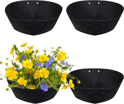 14Inch round Fabric Planter Liners (4Pcs), Felt Flower Pot Liners for Hanging Ba