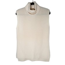 Everlane Women's The Chunky Wool Sleeveless Turtleneck Cream Chunky Rib Knit S