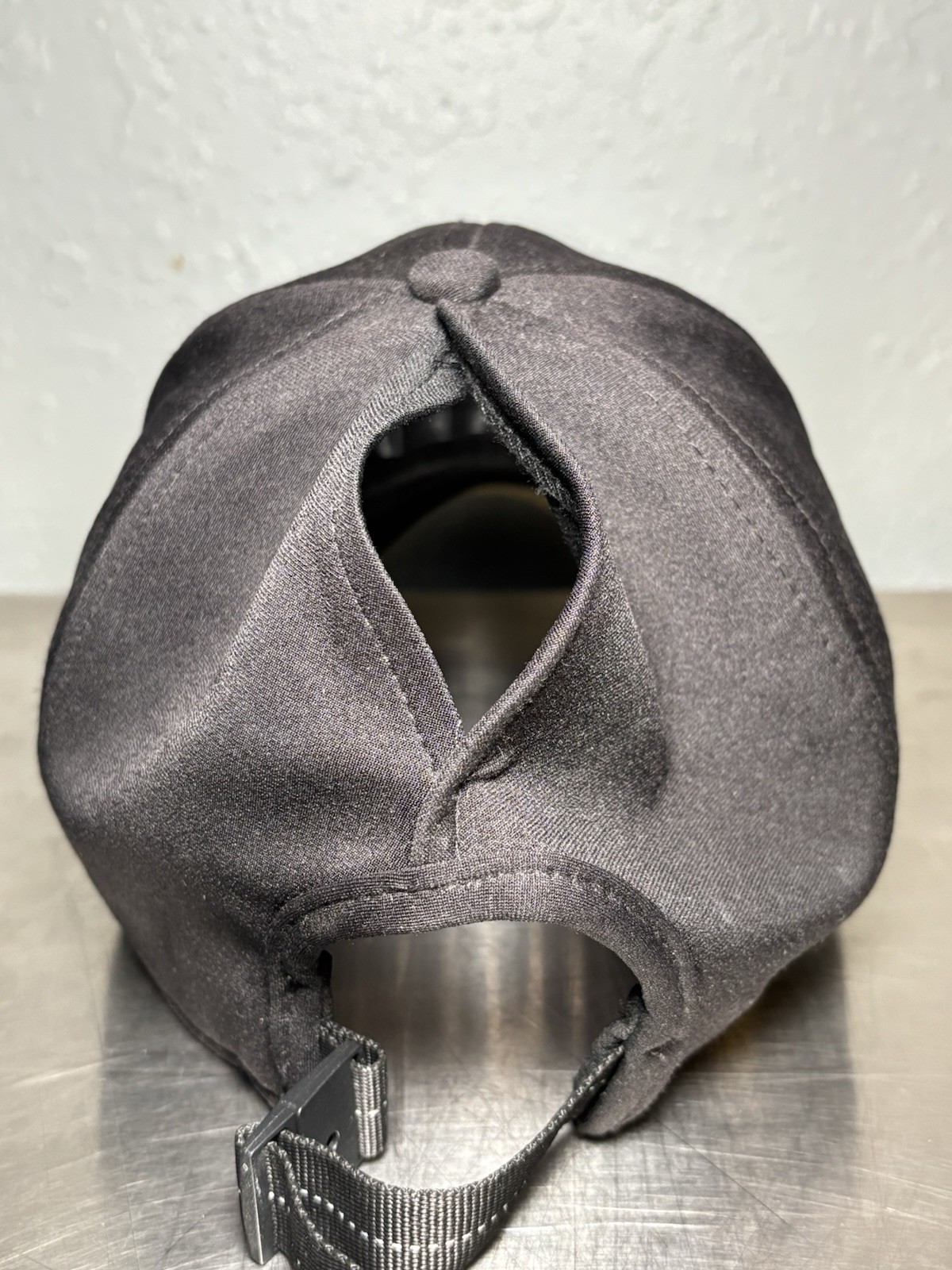 Ponytail Hole Solid Black Adjustable Hat Cap - image 7