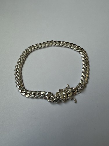 SAC 925 Italian Sterling Silver Men's Curb Link Chain Bracelet with Box Clasp