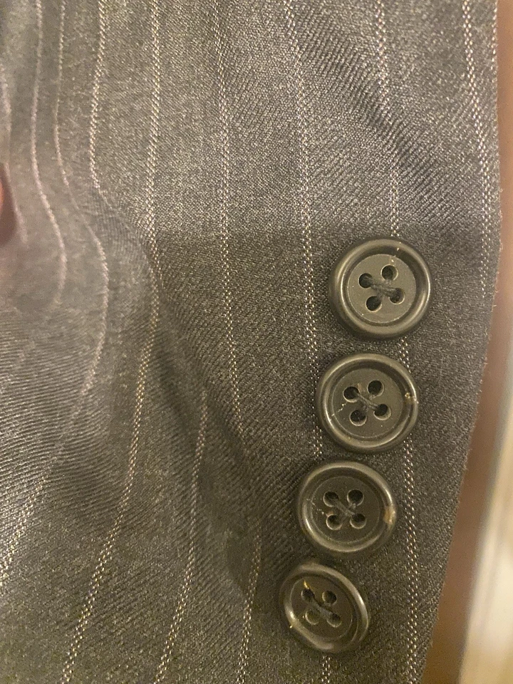 hickey freeman suit 44 Long Purple Pin Stripe Dark Grey - Изображение 2 из 4