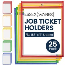 Assorted Colors Job Ticket Holders Dry Erase Pockets 10x13.5 Inch 25 PCS