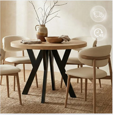 DEKORI Runder Ausziehbarer Tisch für Esszimmer, PERO, Loft-Stil, Skandinavische