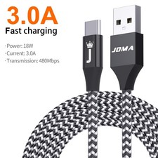 USB A to Type C Cable 6A 66W Fast Charger Braided Long Lead 0.25M 1M 2M 3M