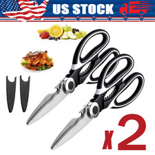 2 Stainless Steel Kitchen Shears Heavy Duty Scissors for Meat Fish Chicken Bones