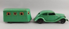Antique KINGSBURY Pressed Steel LINCOLN ZEPHYR & Airstream Travel Trailer Toy NR