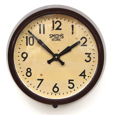 BRITISH 1950s SMITHS Midcentury Vintage Industrial Factory Bakelite Wall Clock